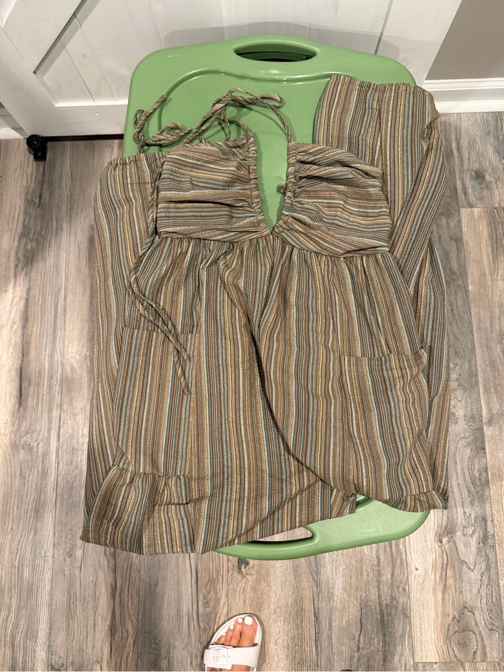 Cupshe Olive Striped Tie-Back Harem Jumpsuit - Picture 5 of 8